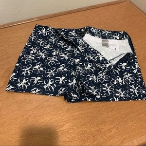 Banana Republic Navy/White Floral Side Zip Shorts.